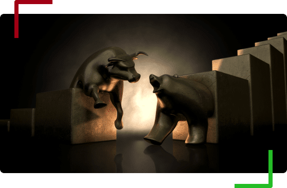 A Bull and a bear fighting. ECN Broker - 1:500 Leverage on Cryptos & Forex | OspreyFx